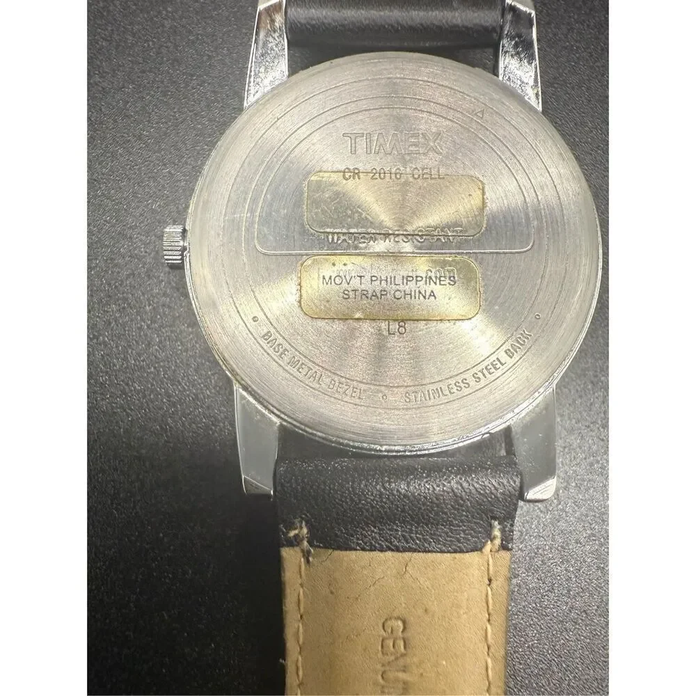 Timex Indiglo Ladies Wristwatch Black Leather Band Water Resistant